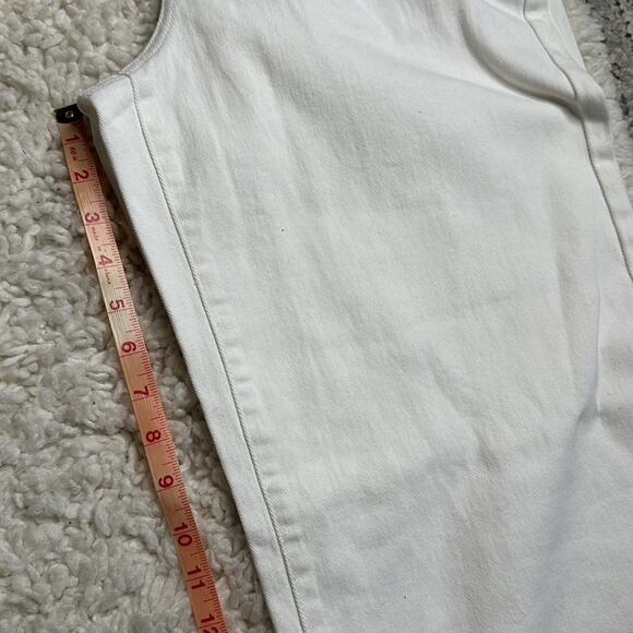 Liz Claiborne Plus Size White Wide Leg Cropped Denim Pants Gold Details - Picture 6 of 7